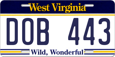 WV license plate DOB443
