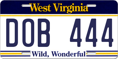 WV license plate DOB444