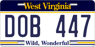WV license plate DOB447