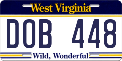 WV license plate DOB448
