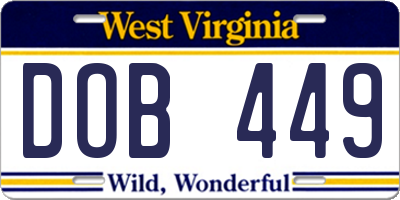 WV license plate DOB449