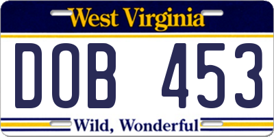 WV license plate DOB453