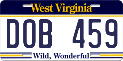 WV license plate DOB459