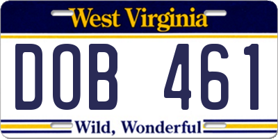 WV license plate DOB461
