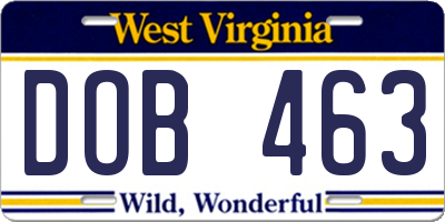 WV license plate DOB463