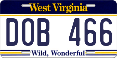 WV license plate DOB466