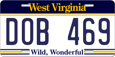 WV license plate DOB469