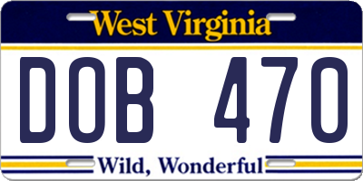 WV license plate DOB470
