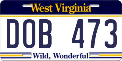 WV license plate DOB473