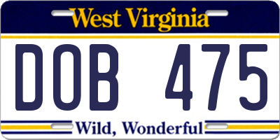 WV license plate DOB475