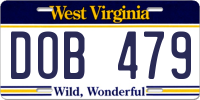 WV license plate DOB479