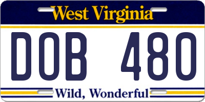 WV license plate DOB480
