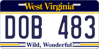 WV license plate DOB483