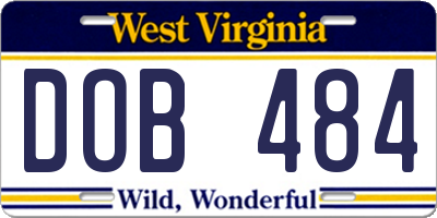WV license plate DOB484