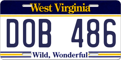 WV license plate DOB486