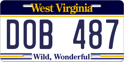 WV license plate DOB487