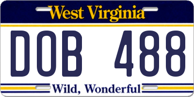 WV license plate DOB488