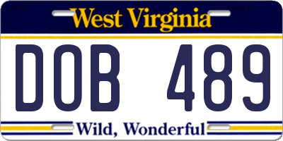 WV license plate DOB489