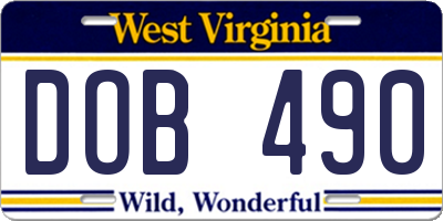 WV license plate DOB490