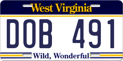 WV license plate DOB491