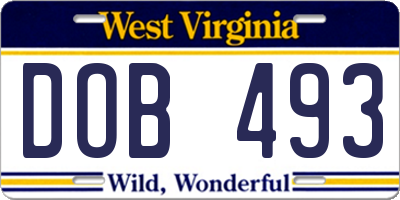 WV license plate DOB493