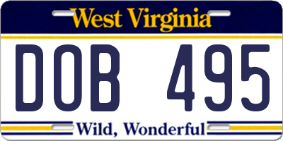 WV license plate DOB495