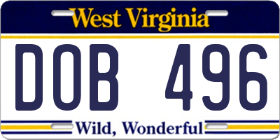 WV license plate DOB496