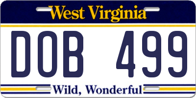 WV license plate DOB499