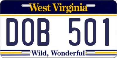 WV license plate DOB501