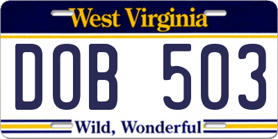 WV license plate DOB503