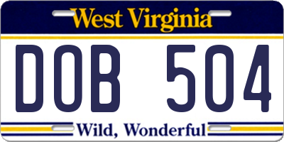WV license plate DOB504