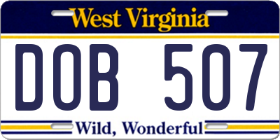 WV license plate DOB507