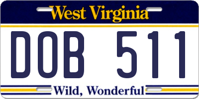 WV license plate DOB511