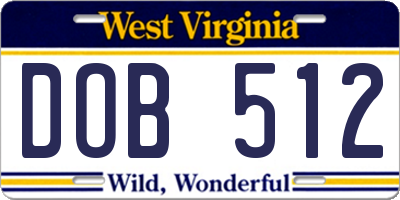 WV license plate DOB512