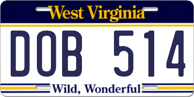 WV license plate DOB514