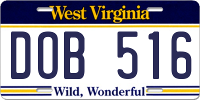 WV license plate DOB516