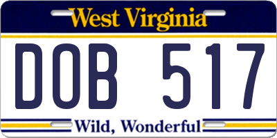 WV license plate DOB517