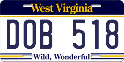 WV license plate DOB518