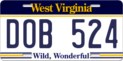 WV license plate DOB524