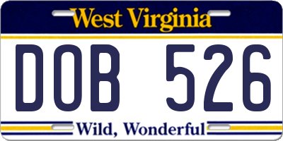WV license plate DOB526