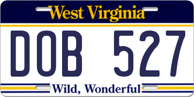 WV license plate DOB527