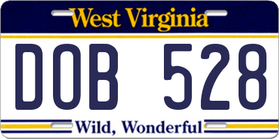 WV license plate DOB528