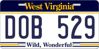 WV license plate DOB529