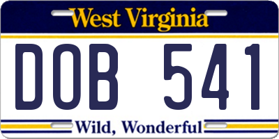 WV license plate DOB541