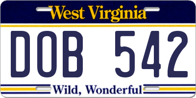 WV license plate DOB542