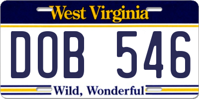 WV license plate DOB546