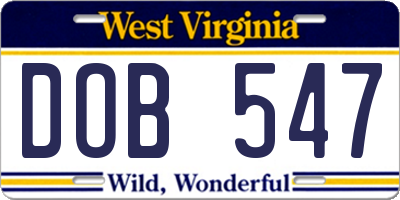WV license plate DOB547