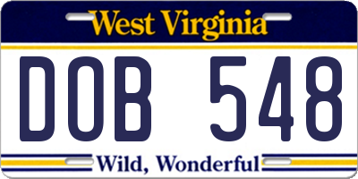 WV license plate DOB548