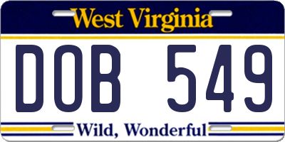 WV license plate DOB549
