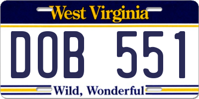 WV license plate DOB551